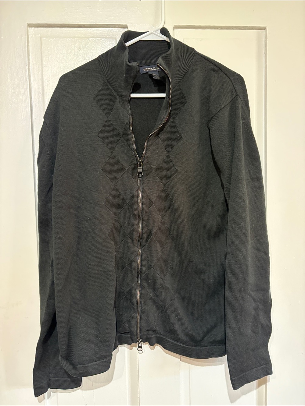 Banana Republic Mens Full-Zip Argyle-Front Knit Sweater